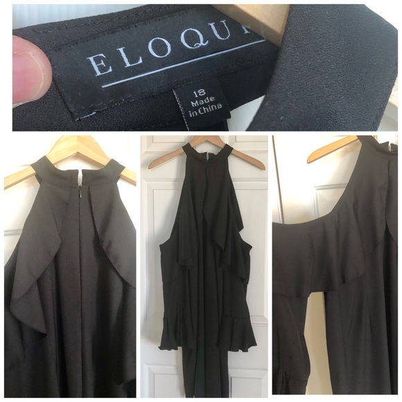 ELOQUII cold shoulder ruffle sheath dress - Picture 2 of 13